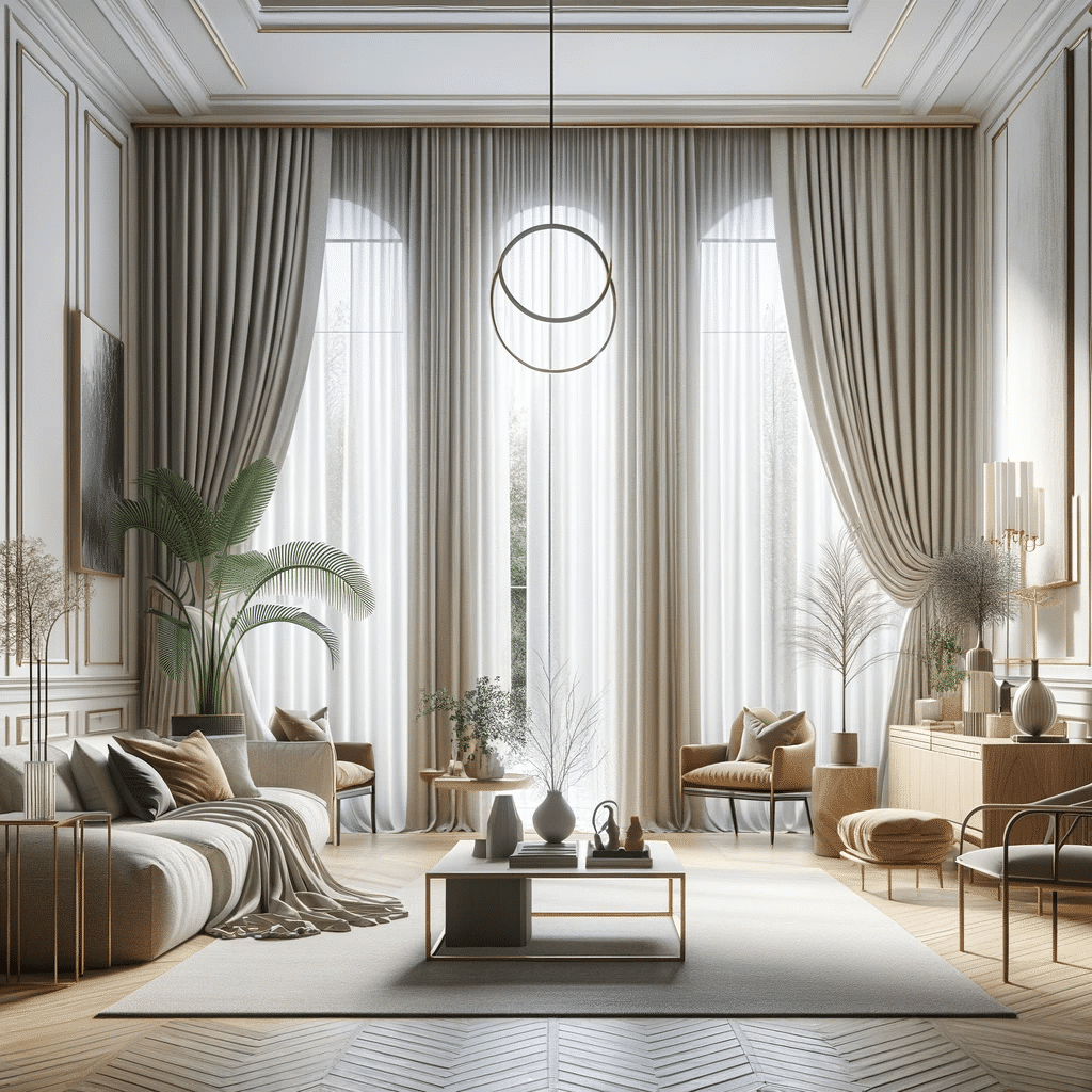 Interior elegante con decoración y cortinas minimalistas | Persianas DF