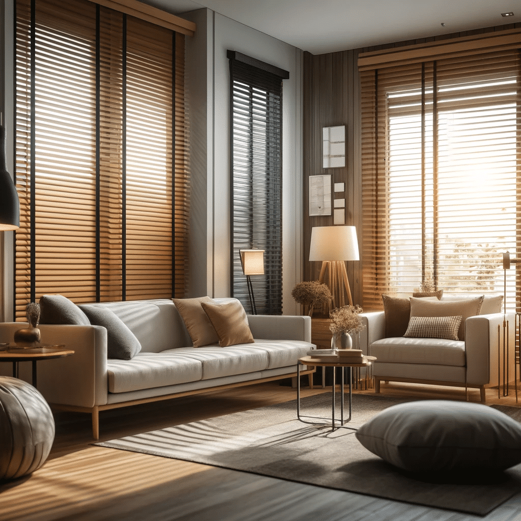 Estilo y funcionalidad en sala con persiana. Descubre los diferentes tipos de persianas para tu sala elige el estilo ideal | Persianas CDMX.