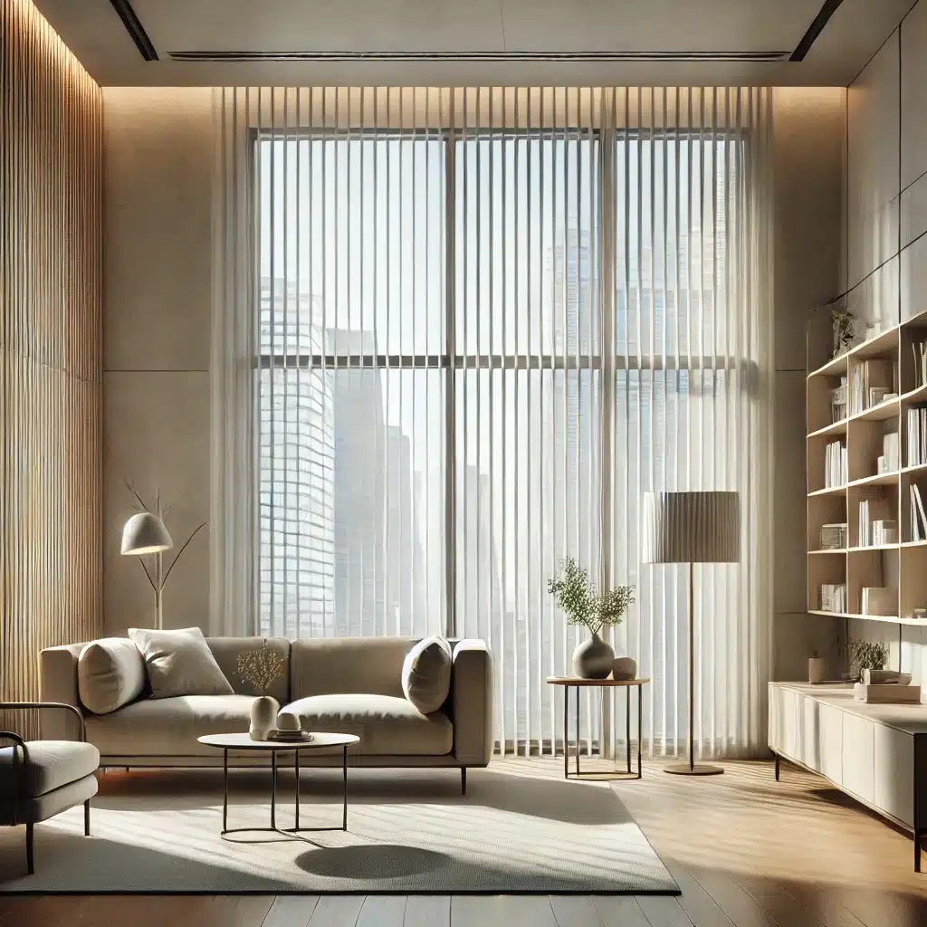 Habitación luminosa con persianas verticales ajustables | Persianas CDMX