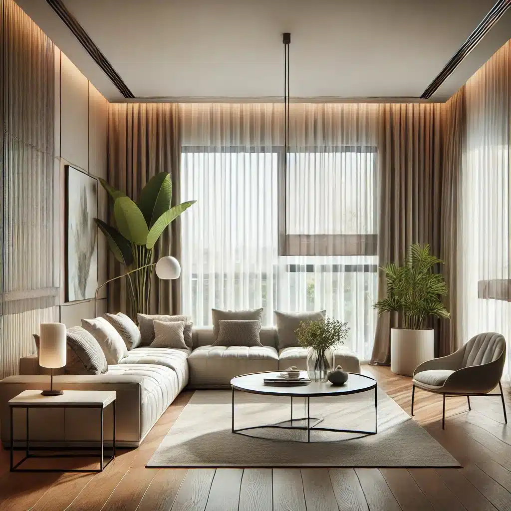 Sala elegante con cortinas modernas y luz natural | Persianas CDMX